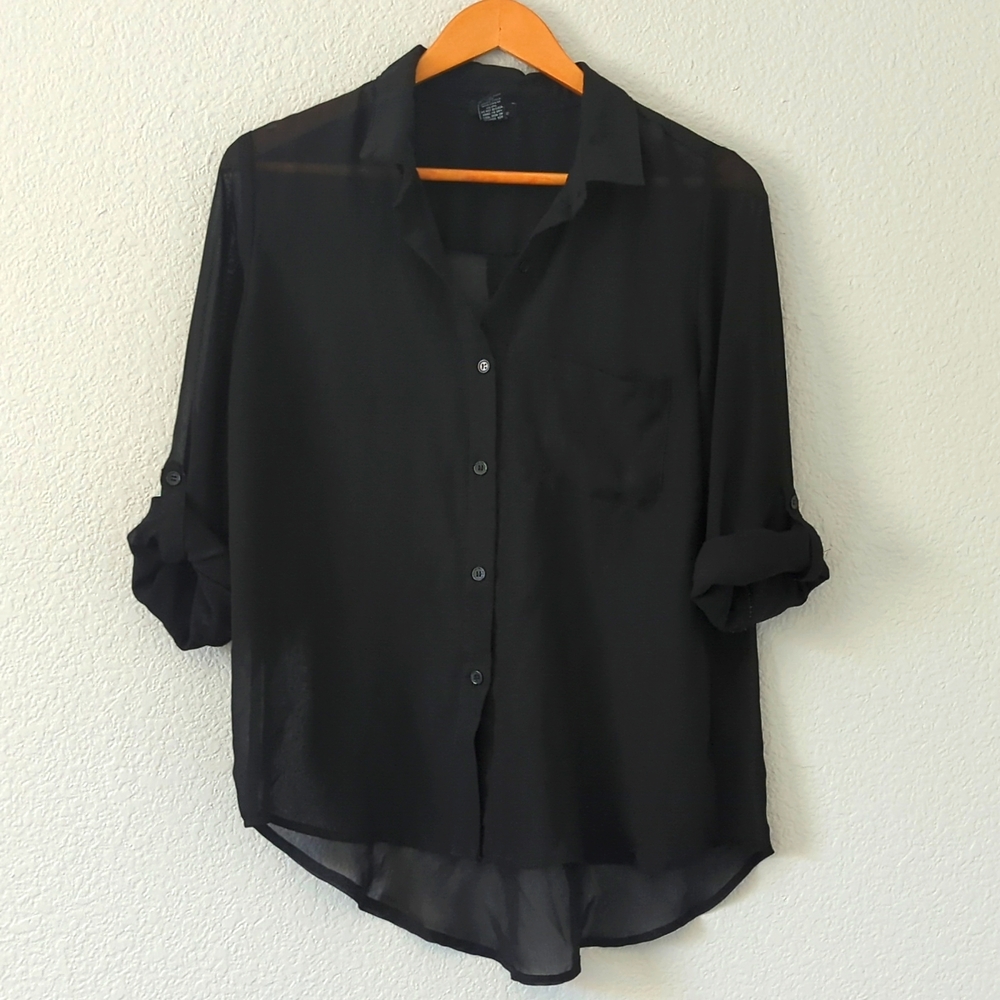 Shear black button down